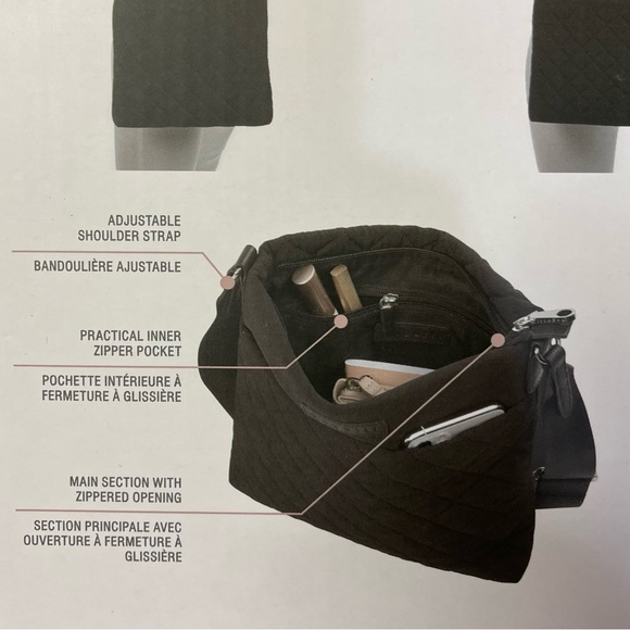 Bugatti Recycled Black Nylon Crossbody Bag Purse Tote - Picture 4 of 11